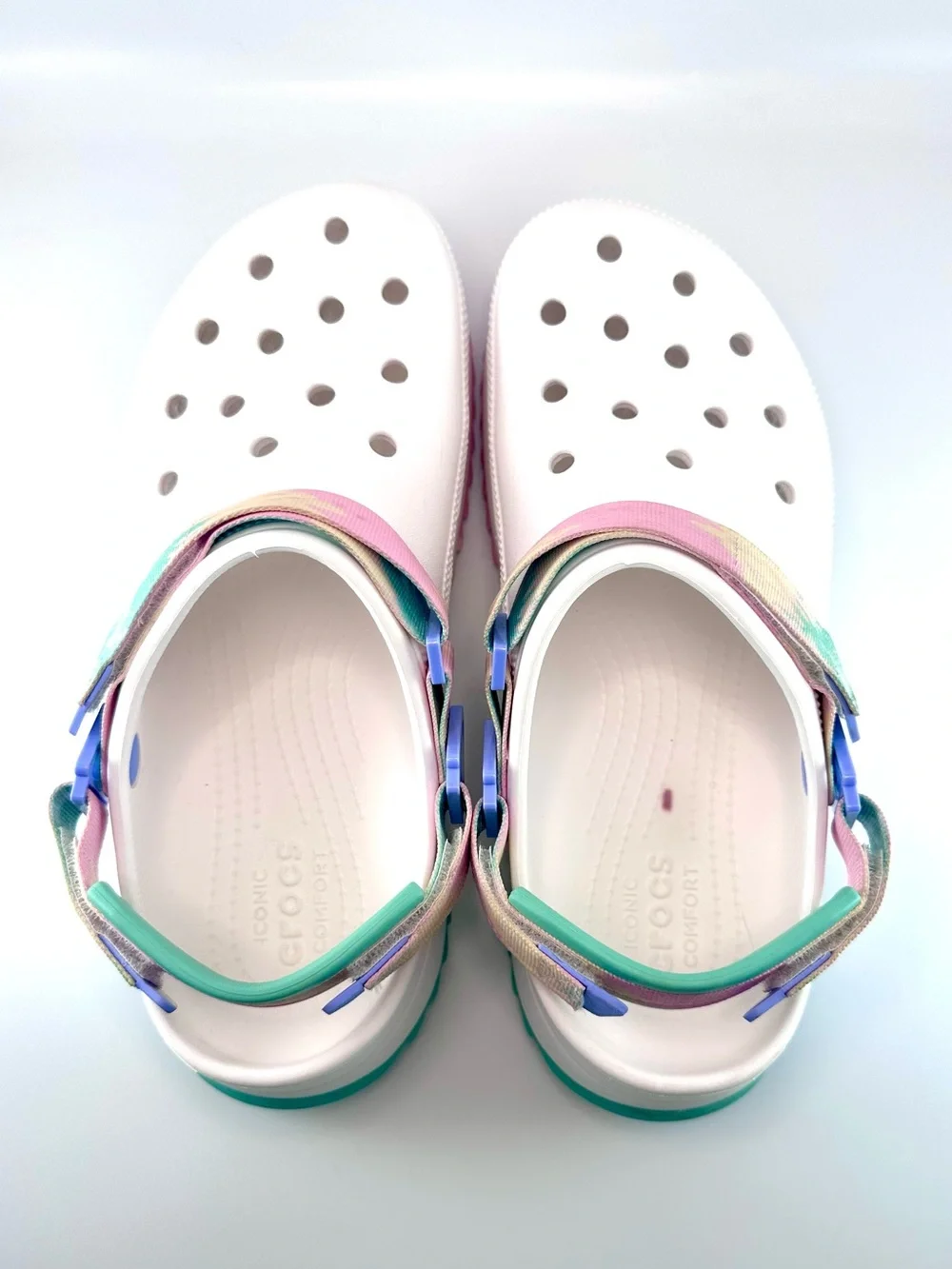 Crocs Classic Hiker Ombre Platform Clogs White Multi Mens 10 / Womens 12